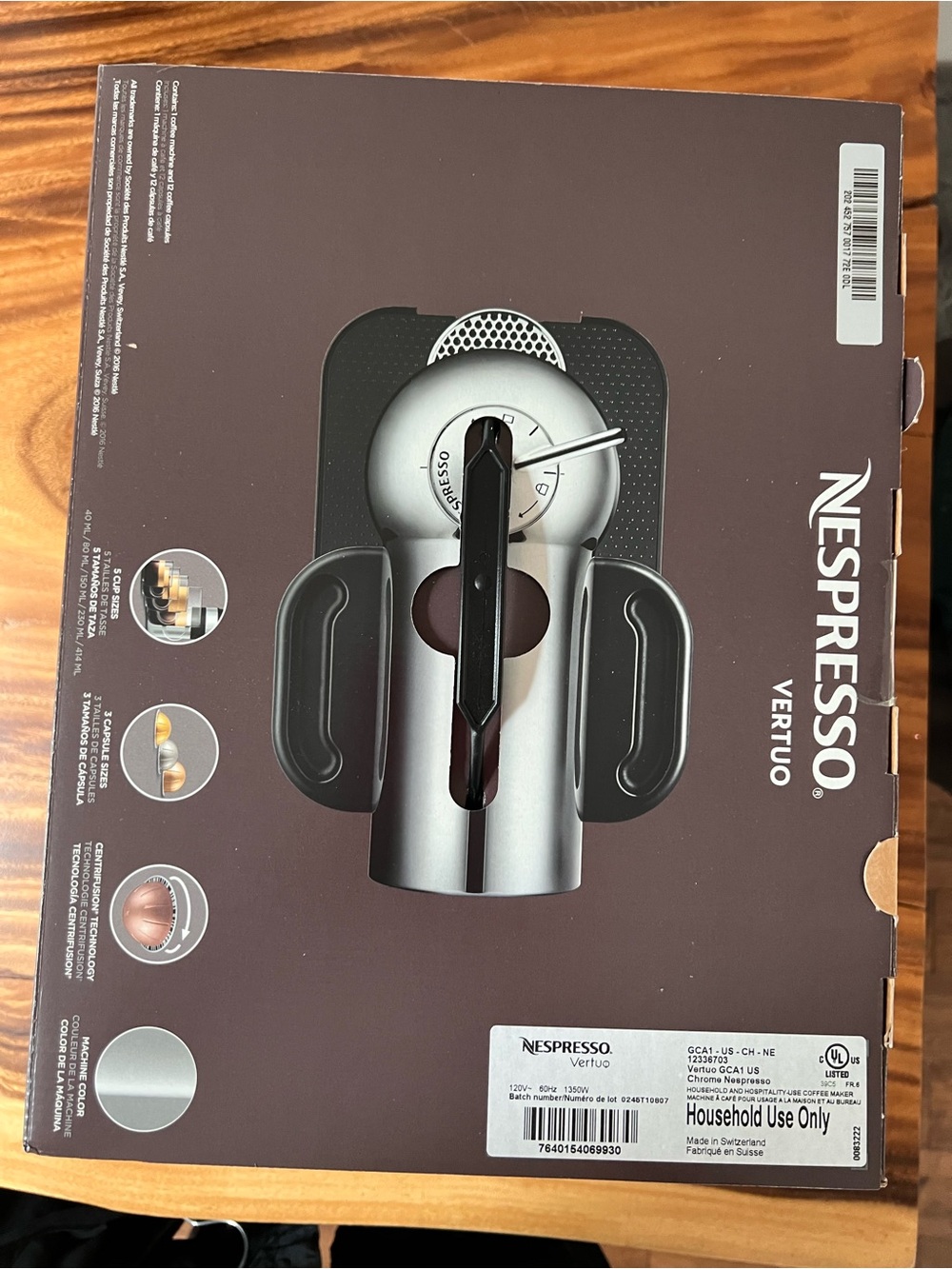 Nespresso Vertuo Coffee Maker - chrome with Black Accents